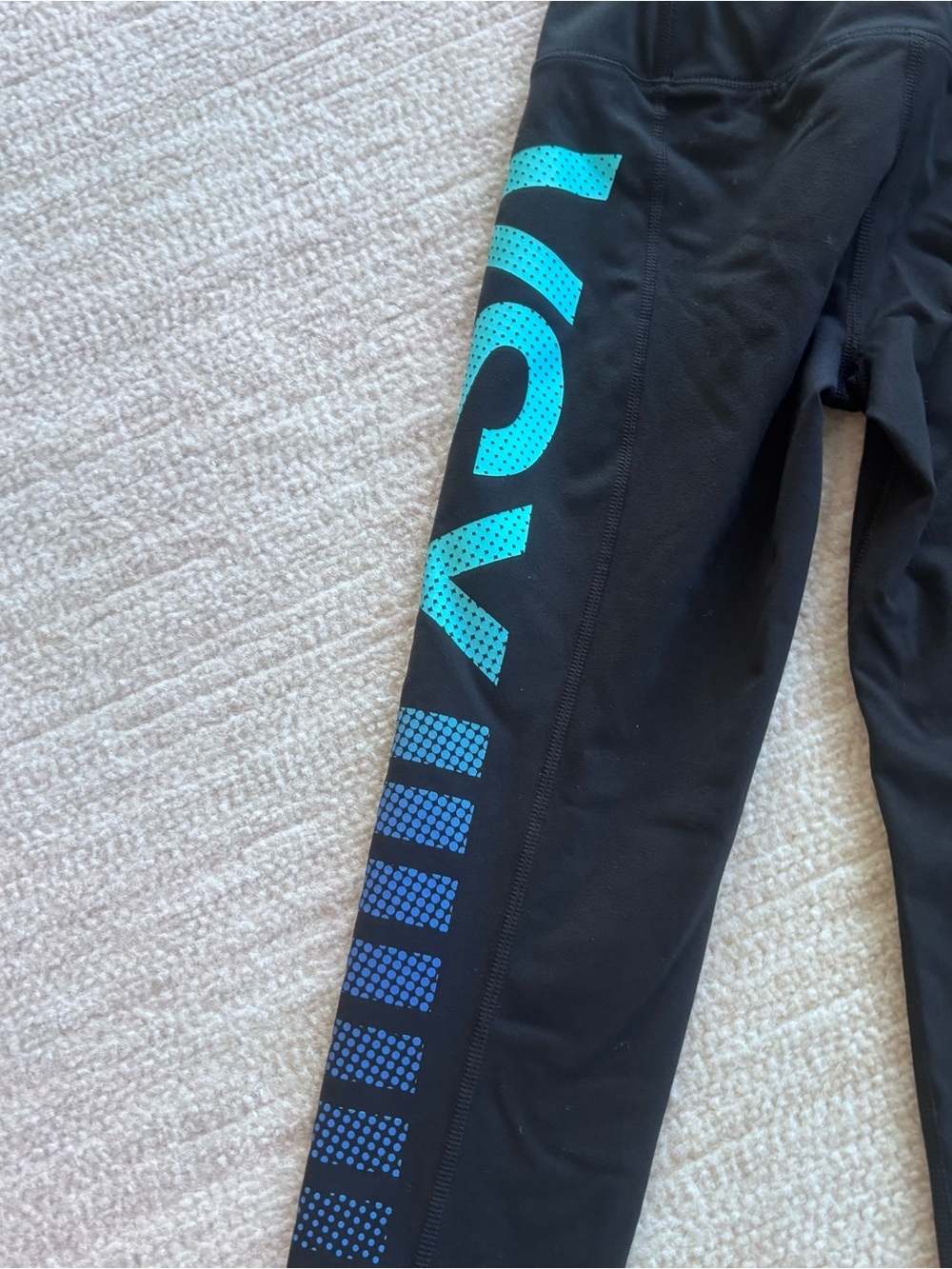 Victoria's Secret VSX Black Leggings with Bright Blue Side Logo - Picture 10 of 10